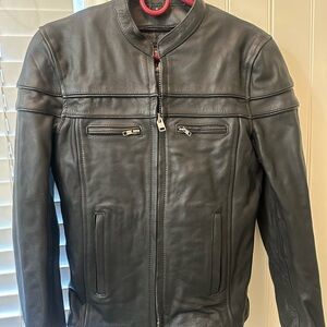 Unik Black Leather Moto-Style Jacket